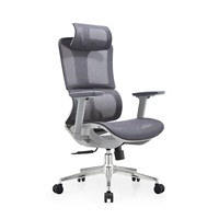 Chaise de bureau ergonomique moderne en maille avec appui-tête réglable, support lombaire, accoudoirs 3D fixes, siège respirant et base en aluminium pour ordinateur