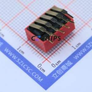 VHG1S-05H-R DIP Switch Through hole Component (THT) Switch Flat Toggle, Raised Type Single Pole Single Throw 5 2.54mm - Product Image 2