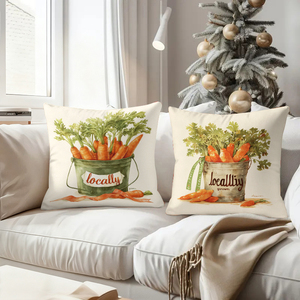 Coussins décoratifs sur le thème des carottes avec inscription « locally grown », décoration festive pour un canapé confortable - Product Image 4