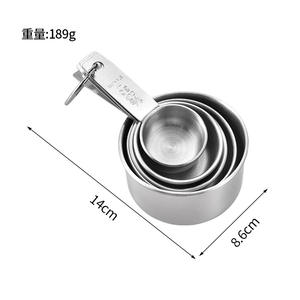 Ensemble de tasses à mesurer en acier inoxydable, 5 pièces, double échelle, outil de cuisine pour la pâtisserie, résistant à la chaleur, cuillère ronde pour café, lait en poudre - Product Image 4