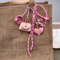 Breloque de sac en forme de cœur tendance, porte-clés en corde tressée, breloque polyvalente, accessoire de décoration pour sac à dos, cadeaux de fête, porte-clés