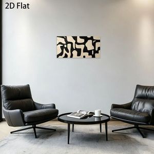 Impression sur toile abstraite personnalisée, décoration murale rectangulaire plate 2D, motif géométrique minimaliste, sans cadre, fond beige - Product Image 3