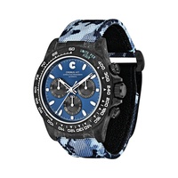 Montre de luxe pour homme en édition limitée Day-tona en fibre de carbone avec saphir synthétique, aiguilles luminescentes et bracelet en toile