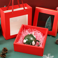 Bolsa de regalo con logotipo personalizado, varios estilos, impresión en papel recubierto, bolsa de papel de Navidad con ventanas transparentes
