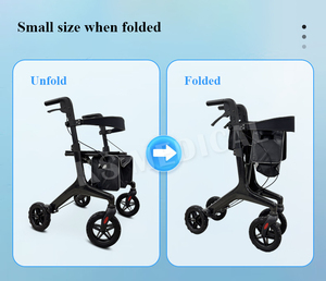 KSM-802 Carbon Fiber Composite Molding Rollator with Large Wheels Durable Folding Travel <b>Walker</b> <b>for</b> Elderly and <b>Disabled</b> - Product Image 2