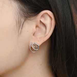 Nueva Colección, Pendientes de Oro Blanco Sólido de 18K con Diseño Curvo Moderno, Diamantes Naturales y Zafiros, para Mujer, Ideales para Fiestas - Product Image 3