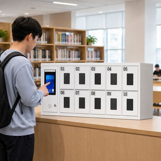 Wall Mounted Phone Charging Cabinet Cellphone Locker with Smart Touch Screen Design for School Office Classroom Factory Use