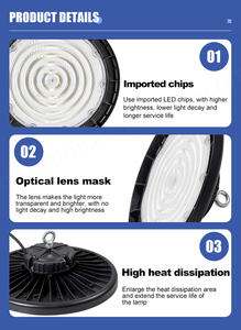 Vente directe du fabricant, éclairage industriel de haute qualité, 100w 150w 200w UFO LED, éclairage de hangar, éclairage commercial, blanc, IP65 - Product Image 3