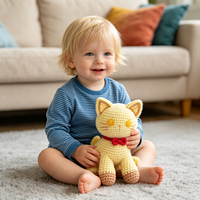 Adorable petite poupée chat jaune personnalisable, jouet en peluche doux de dessin animé, vente en gros, peluche personnalisée