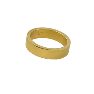 Anillo liso de acero inoxidable para parejas mayores, Círculo de textura simple, Moderno - Product Image 1