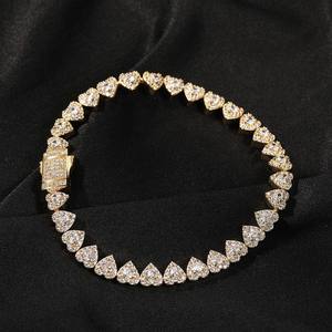 사랑 모양 힙합 팔찌 구리 상감 지르콘 봄 버클 개인 보석 여성 남성 팔찌 패션 바디 쥬얼리 - Product Image 4