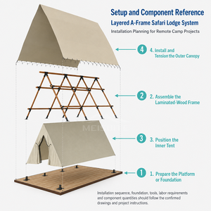 Luxury African Triangle <b>Tent</b> with 80mm Glulam Frame and Waterproof 850g PVC <b>Canopy</b> for Outdoor Camping Resort YX-1 - Product Image 5