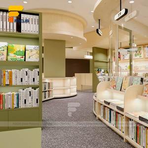 أثاث منطقة القراءة الحديثة لرياض الأطفال ، رف كتب أخضر مخصص ، تركيبات مكتبة التعليم المبكر Montessori - Product Image 6