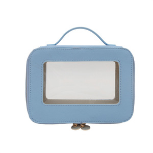 Portable <b>Makeup</b> <b>Box</b> Case Square Transparent Pu Leather Clear Cosmetic Pvc <b>Makeup</b> Bag Pouch for Travel Toiletries Storage - Product Image 5
