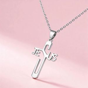 Collier en acier inoxydable avec pendentif <span class=keywords><strong>croix</strong></span> de Jésus-<span class=keywords><strong>Christ</strong></span> pour bijoux tendance - Product Image 6