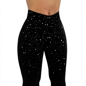 Hardhoodi Interination Women High Elastic Waist <b>Cow</b> <b>Print</b> <b>Flare</b> Pants Full Length Sporty Trousers Pockets All Seasons - Product Image 1