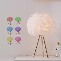 Chambre Salon Ambiance Romantique Lampe De Table Creative Art Déco RGB Plume Abat-Jour Led Lampe De Table