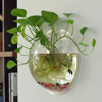 Aquarium mural transparent en acrylique de forme ronde, idéal pour la décoration de la maison et du bureau, aquarium mural à bul