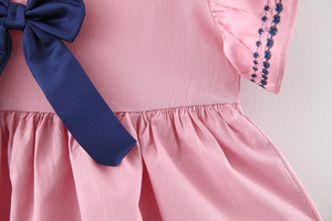 Wholesale Children Clothes New Pure Color <b>Bow</b> Fashion Summer Kids Girl <b>Red</b> Child Dress - Product Image 4