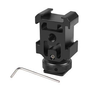 Camera Triple Cold Shoe 1/4'' Screw Adapter Extend Expansion <strong>MIC</strong> Fill Bracket Three <strong>Heads</strong> for LED Fill Light Microphone - Product Image 3