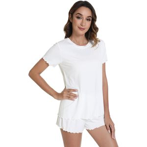 Custom Women's Bamboo Viscose Pajama Set Short Sleeve <b>Top</b> With Shorts Cooling Sleepwear S Xl - Product Image 4