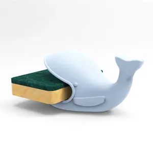 Reusable Bpa-Free Food Graded Novelty Dish Sponge Holders Kitchen Tools Whale Shaped Silicone Sponge Holder