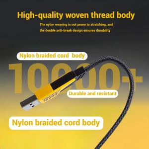 Câble de charge rapide 65W PD 4 en 1, blindé, USB 2.0, plat, multi-charge pour téléphones, tablettes, ordinateurs portables, appareils photo - Product Image 3