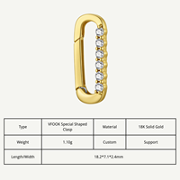 VFOOK Findings – Collier et bracelet de luxe en zircon 5A, composants de connexion, fermoir en or véritable 18 carats inaltérable pour tenues de soirée