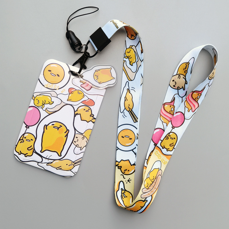 Campus Japanese Lovely Cartoon Gudetama Lanyards Card Holder Accessories Portable Customize Student Gift ID Name Badge Card Case Image 5
