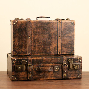 Retro Nostalgic Old-Fashioned Portable Wooden Spinner <strong>Suitcase</strong> <strong>Storage</strong> Organize Wedding Photography Props Straps Briefcase - Product Image 4