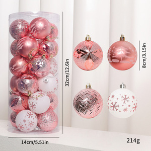 8cm 24pcs Plating Hanging <b>Plastic</b> Christmas Balls Bulk Set Xmas <b>Tree</b> Ornaments for Holiday Party Home Decorations - Product Image 1
