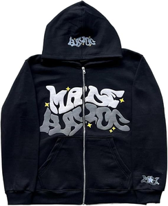 Y2k sudaderas con capucha Puff estampado Sudadera con capucha <span class=keywords><strong>Grunge</strong></span> gráfico Zip up sudaderas con capucha Y2k chaqueta Hip Hop Streetwear sudaderas estéticas - Product Image 2