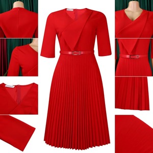 <span class=keywords><strong>Abiti</strong></span> estivi alla moda D562 da donna, casual ed <span class=keywords><strong>eleganti</strong></span>, con scollo a V, mezza manica, plissettati, abito da ufficio, <span class=keywords><strong>abiti</strong></span> africani da donna. - Product Image 5