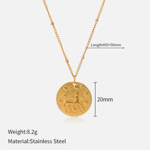 Collar de Acero Inoxidable con Signo Zodiacal en Relieve, Cadena de Satélite con Cuentas de 12 Horóscopos, Joyería Astrológica que No se Deslustra - Product Image 5