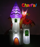 Tour gonflable grise personnalisable, Château gonflable Dragon Rouge, Décoration d'Halloween pour jardin