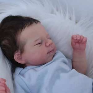 Muñeca Bebé <span class=keywords><strong>Reborn</strong></span> de Silicona Suave de 49 cm, <span class=keywords><strong>con</strong></span> Cuerpo de Tela, Tacto Realista, <span class=keywords><strong>con</strong></span> Cabello, Juguete para Niñas - Product Image 5