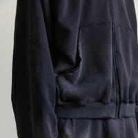 Sweat-shirts à capuche zippés pour hommes, coupe ample et carrée, délavés effet soleil, délavés vintage, micro-abrasions, fournisseur et fabricant en gros