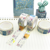 Ruban adhésif washi personnalisé, imprimé en couleur avec des cactus, activé par l'eau, en acrylique réutilisable, imperméable