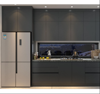 Cuisine modulaire George Group Canada Design gris foncé mat avec évier en marbre cascade et robinet pour appartement