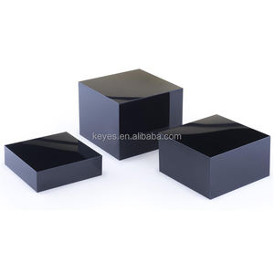 Ensemble de 3 cubes gigognes modernes en acrylique noir Présentoir de nourriture pour <span class=keywords><strong>buffet</strong></span> de mariage et de fête portable - Product Image 2