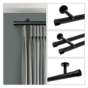 Riel Deslizante de Aluminio Redondo de Alta Resistencia de 38 mm, Color Negro Mate, para Cortinas, Sistema de Puertas y Ventanas Corredizas para Hoteles y Hospitales - Product Image 2