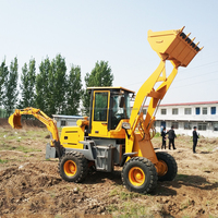 Traktor mini dengan pemuat depan dan backhoe pemuat roda 4x4 yang sangat murah dengan backhoe wheel loader dengan backhoe