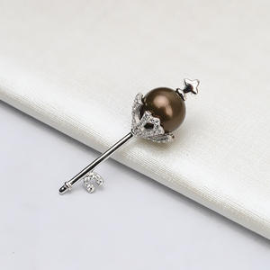 Pendentif Sceptre en Argent S925, Perle vide à traverser pour accessoires DIY, 10-11 mm, pour porte-monnaie, article 731, 25 mm - Product Image 3