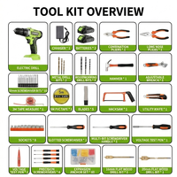 Kit de perceuse sans fil FEIDA 108 pièces 21V, batterie lithium rechargeable, tournevis électrique, ensemble d'outils électriques
