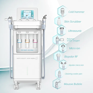 Appareil facial à micro-courant et jet d'oxygène BIO blanc en acier inoxydable pour la beauté de la peau, technologie de nettoyage en profondeur par aspiration et hydratation - Product Image 2