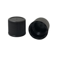 Capuchon à vis en plastique PP noir anti-déversement de 13 mm avec impression sérigraphique personnalisée, forme Lianma, pour bouteilles cosmétiques