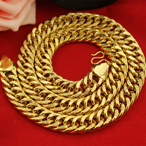 Collana da Uomo Vintage <span class=keywords><strong>in</strong></span> <span class=keywords><strong>Ottone</strong></span> Placcato Oro con Catena a Maglie a Bambù, Gioiello Regalo, Vendita all'Ingrosso - Product Image 3