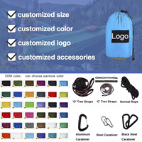 Vente en gros d'usine, hamac de camping et de randonnée double portable pour 2 personnes en nylon parachute 210T haute résistance, logo et couleurs personnalisés