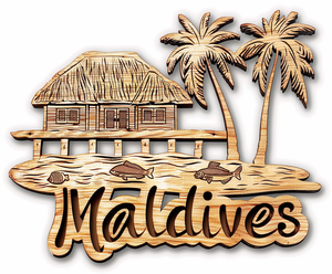 Logo personalizzato Maldive camera vista mare albero di cocco in legno inciso Souvenir frigorifero magnetico in legno magnete <span class=keywords><strong>frigo</strong></span> - Product Image 4