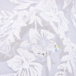 Vendita calda 100% in poliestere Glitter tessuto di maglia bianco 3D ricamo pizzo per abito da sposa e accessori da sposa per le ragazze - Product Image 6